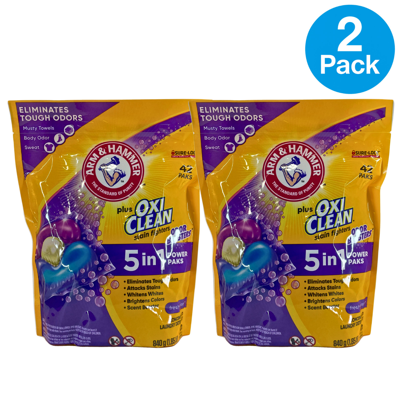 Arm & Hammer Plus OxiClean 5 in 1 Power Paks 42 Count 2 Pack New gallery