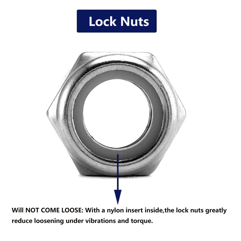 5/16-18 Nylon Insert Hex Lock Nuts 100Pcs 304 Stainless Steel 5/16-18, Silver gallery