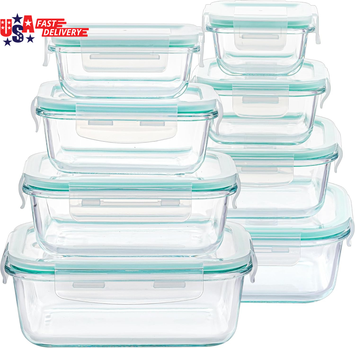 8 Pack Glass Food Storage Containers with Airtight Lids, Glass Meal Prep Contain gallery