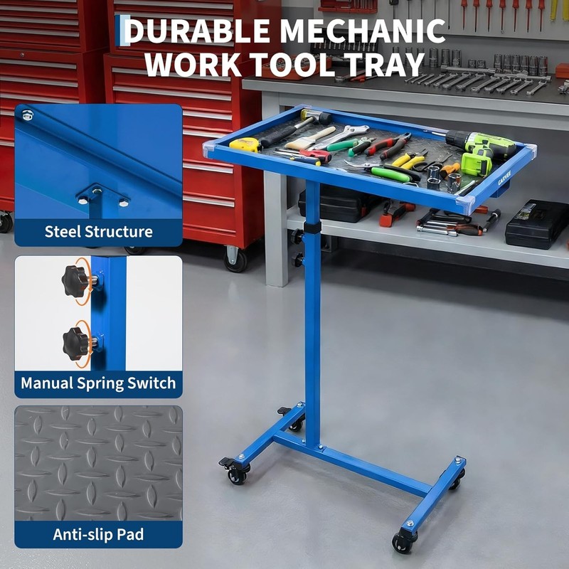 Mobile Mechanic Work Table,220lb Capacity Height Adjustable Steel Cart Tool Tray gallery