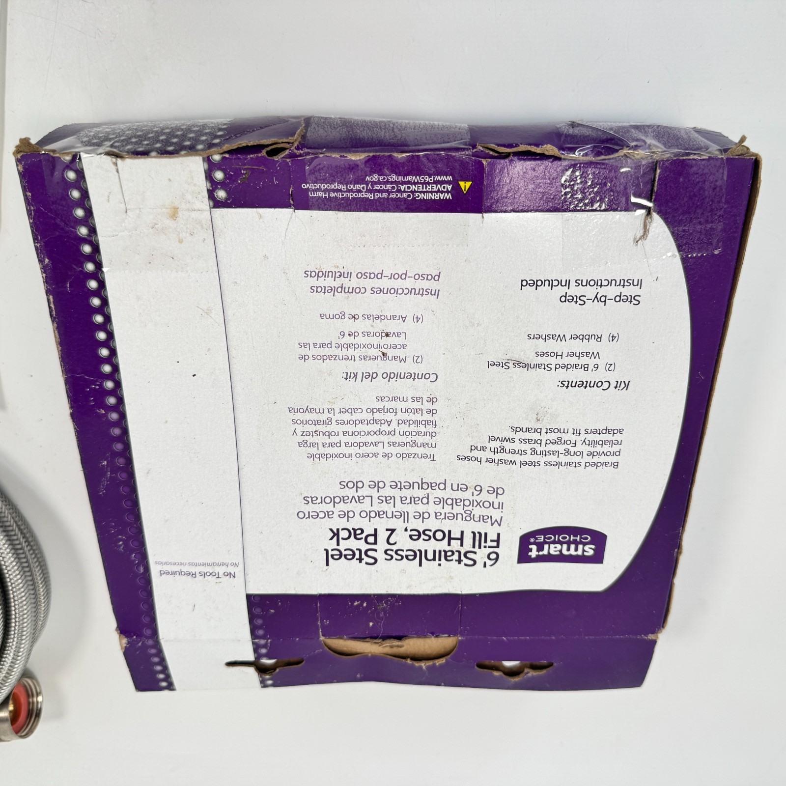 Smart Choice - 6' Stainless-Steel Washing Machine Fill Hose (2-Pack) gallery