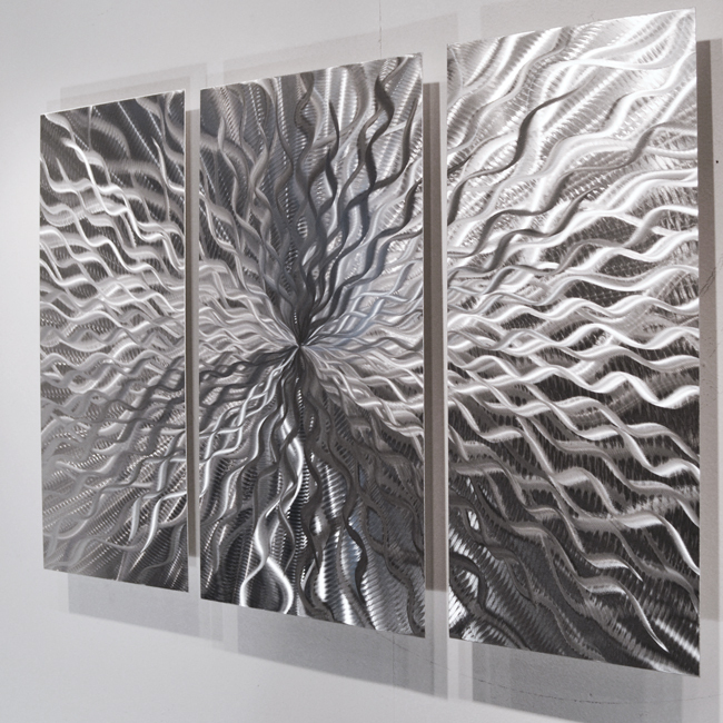 Modern Abstract Metal Wall Sculpture Art Contemporary Painting Home Decor Silver gallery