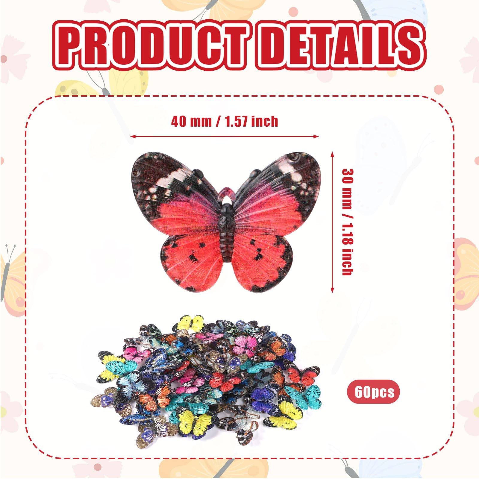 60pcs Mini Butterflies for Crafts, 12 Styles Tiny Resin Butterflies Small Fak... gallery