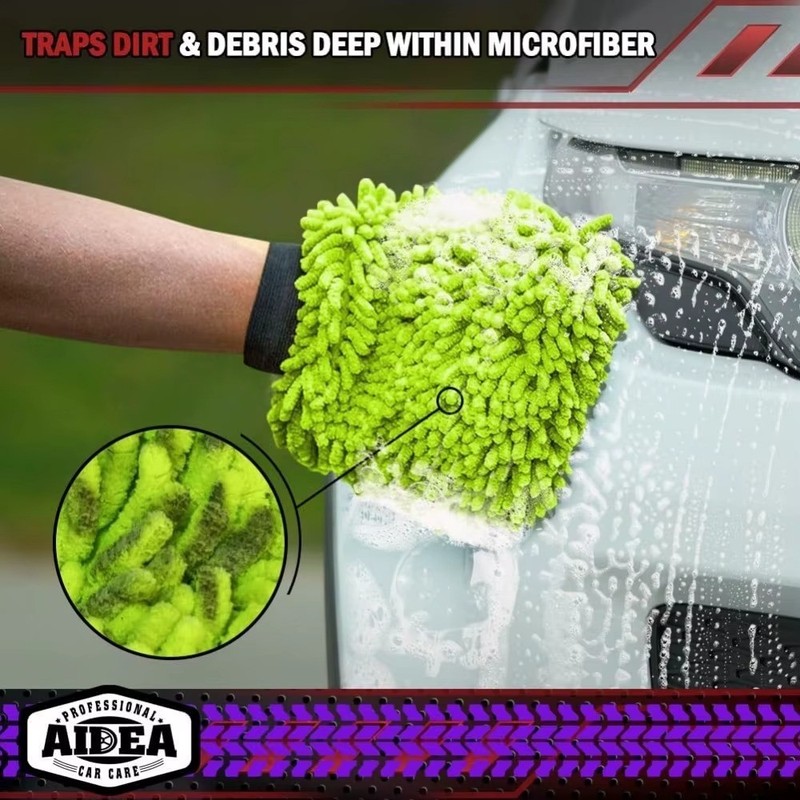 2 Pack Microfiber Car Wash Mitt Scratch Free Ultra Absorbent Car Cleaning Gloves gallery