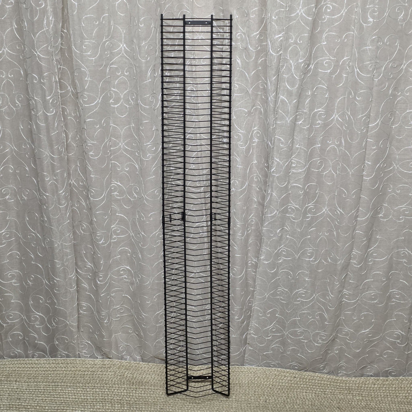 48" Vintage Metal Wire CD Tower Rack Stand – Wall-Mountable – Black Finish gallery