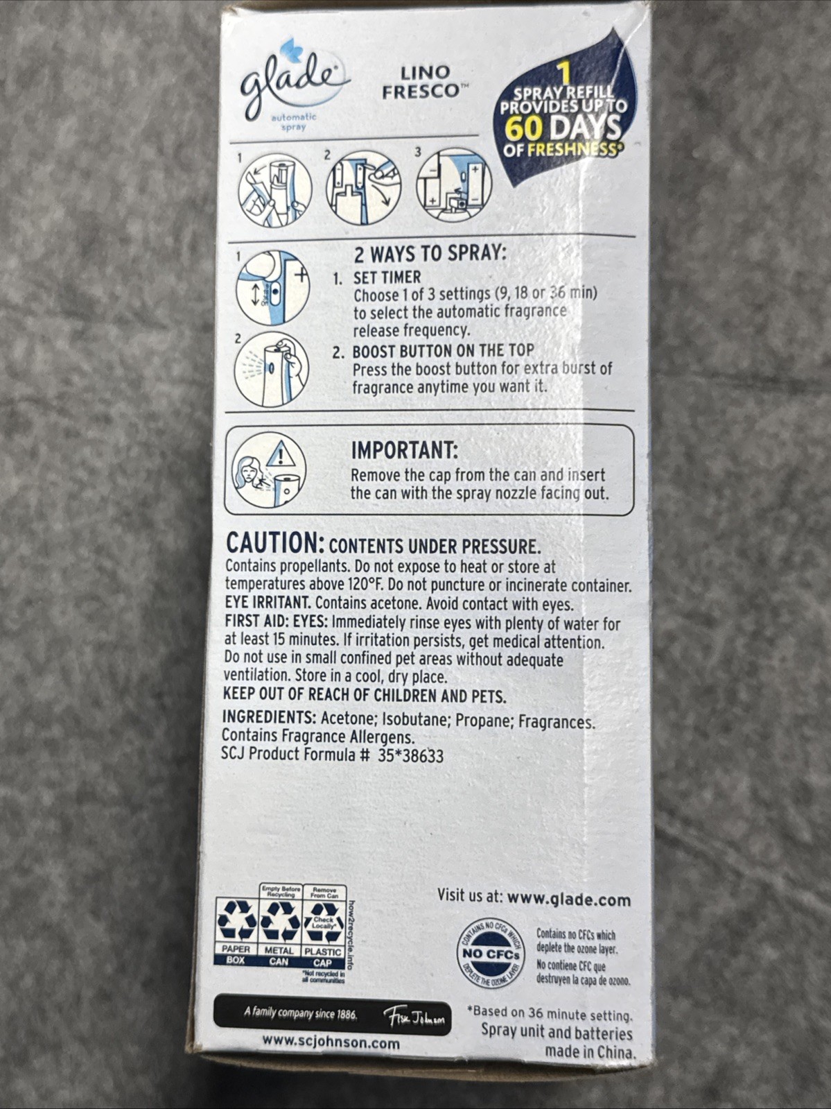Glade Automatic Spray Unit with CLEAN LINEN Refill & 2 AA Batteries gallery