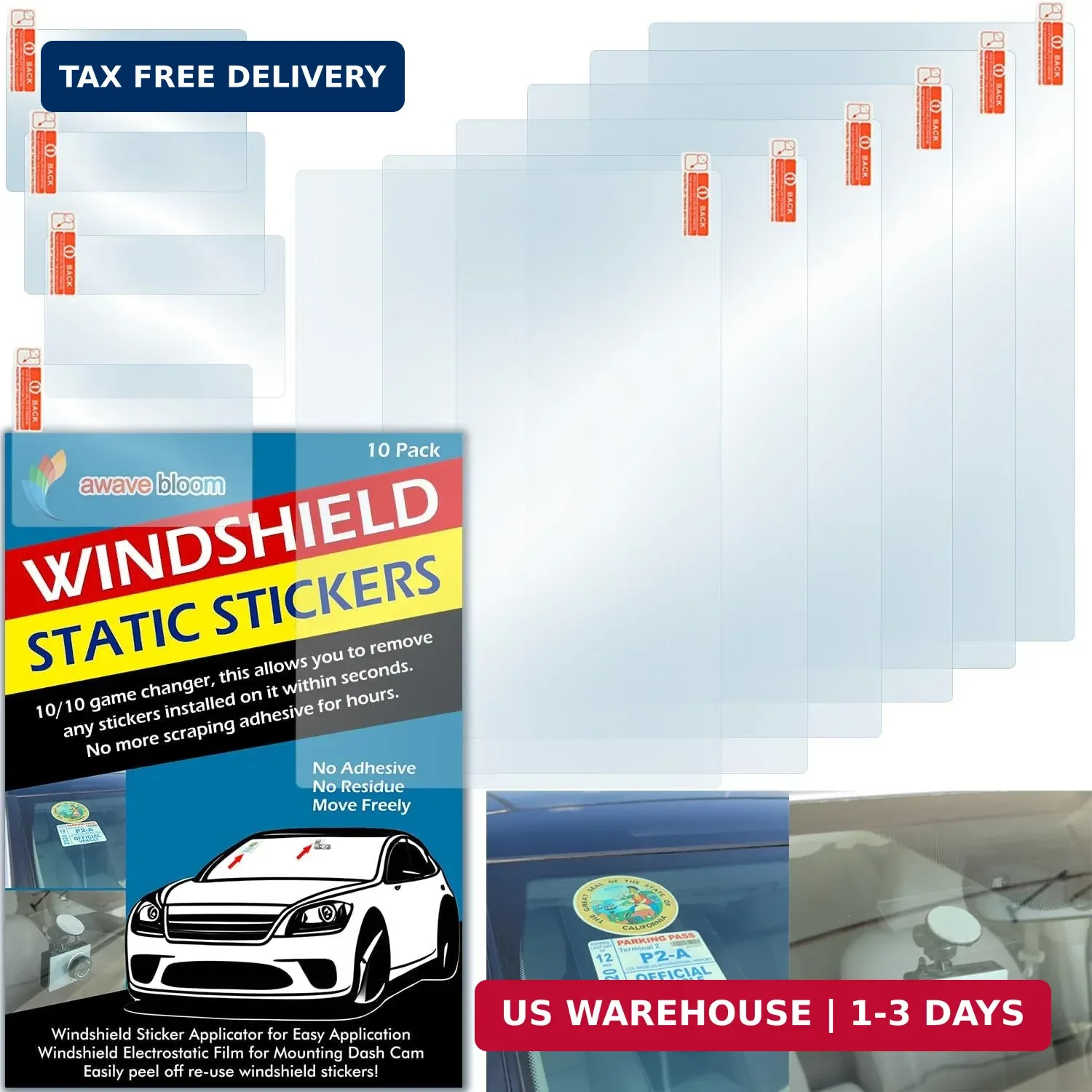 Windshield Sticker Applicator Electrostatic Film for Easy Application, Removal a gallery
