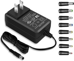 Universal 12V 2A AC Adapter with 8 Tips, UL Listed 12 Volts 2000mAh Power Supply