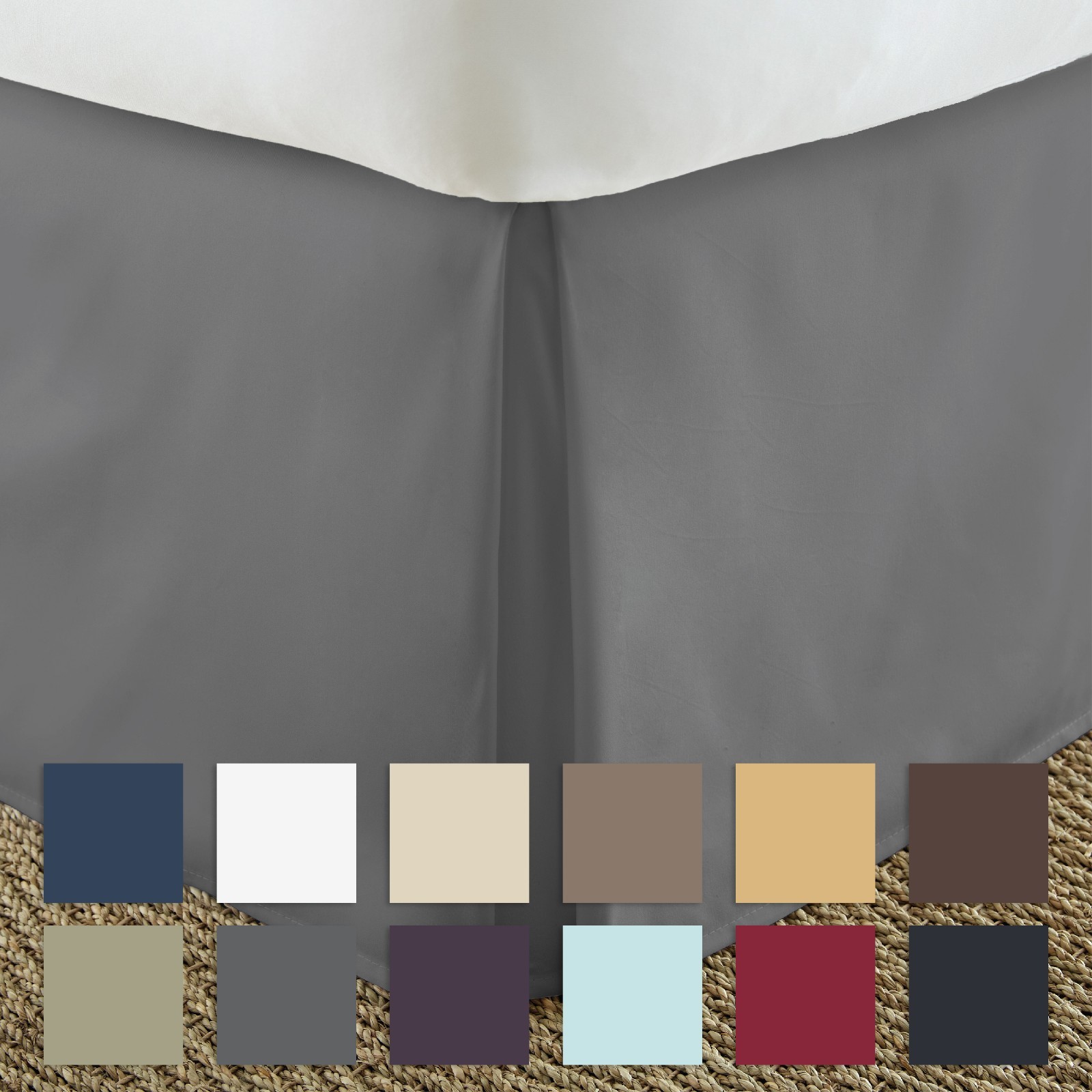 Kaycie Gray Basics Bed Skirt 14" Drop - Machine Washable and Wrinkle Free gallery