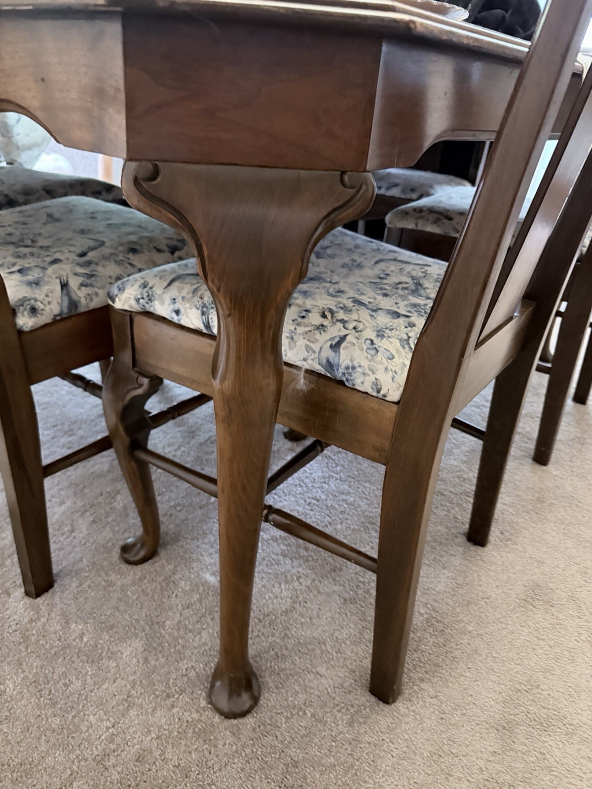 Antique Medium Wood Rectangular Dining Table & 7 Chairs Set gallery
