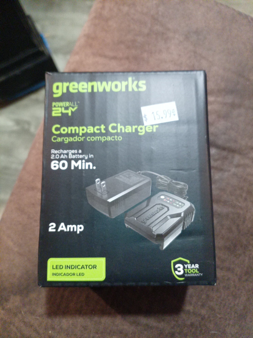Greenworks 24V Genuine Compact Battery Charger 24 volts + owner's manual NIB gallery