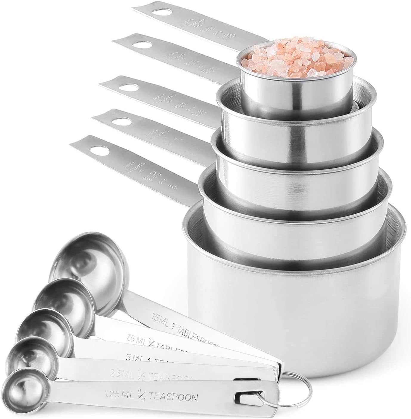 Stainless Steel Measuring Cups And Measuring Spoons 10-Piece Set, 5 Cups gallery