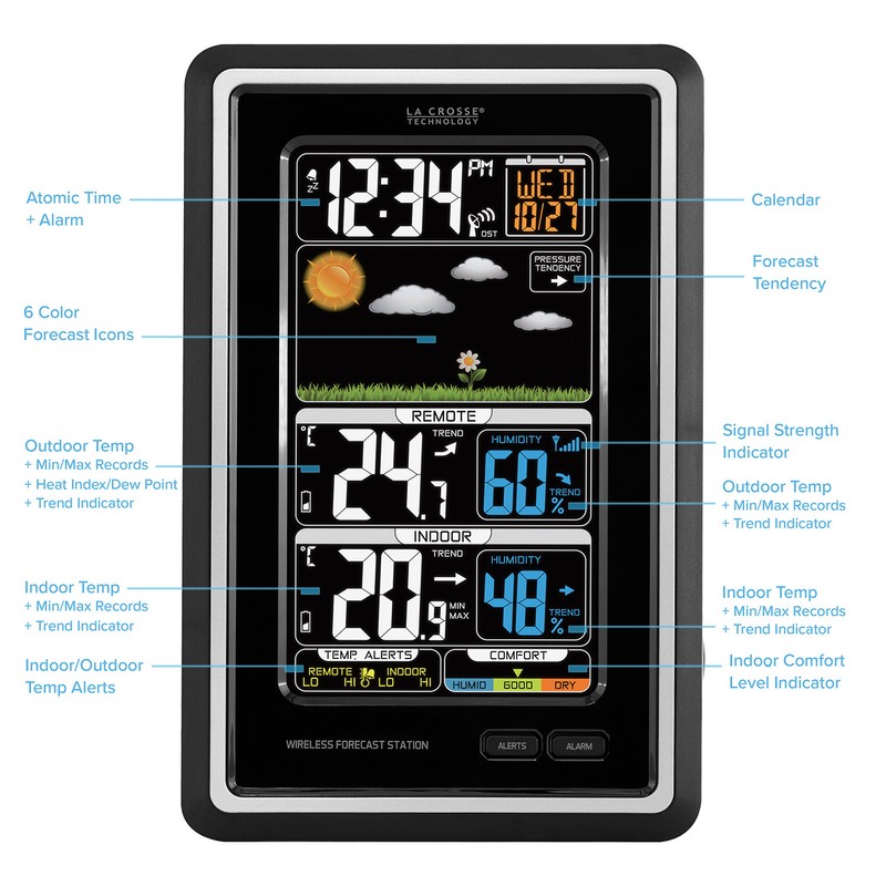 S88907 La Crosse Technology Wireless Color Weather Station TX141TH-BV3 Open Box gallery