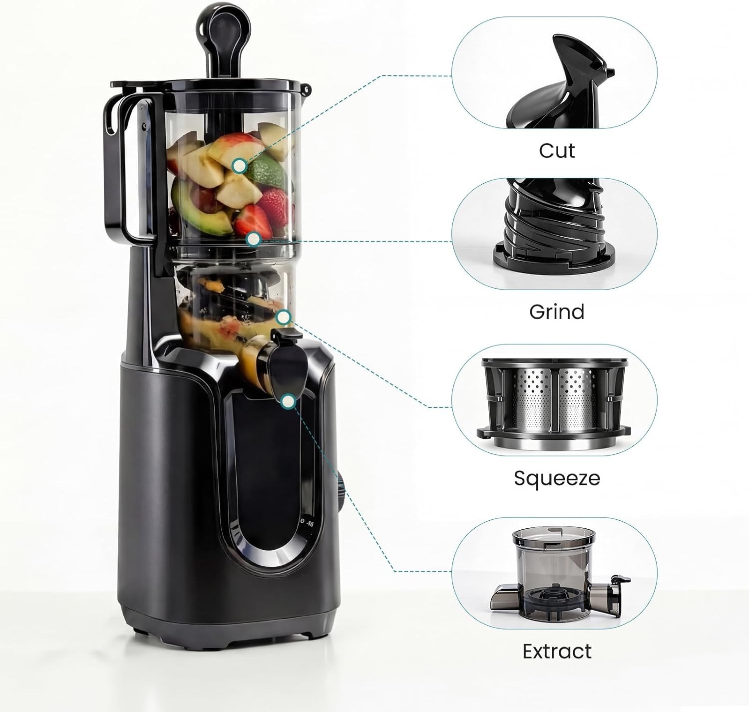 OLIXIS Cold Press Juicer, Slow Masticating Juicer Machine with Reverse Function gallery