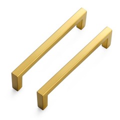20 Pack Brushed Brass Solid 5 In Center Square Bar Cabinet Drawer Pulls Set
