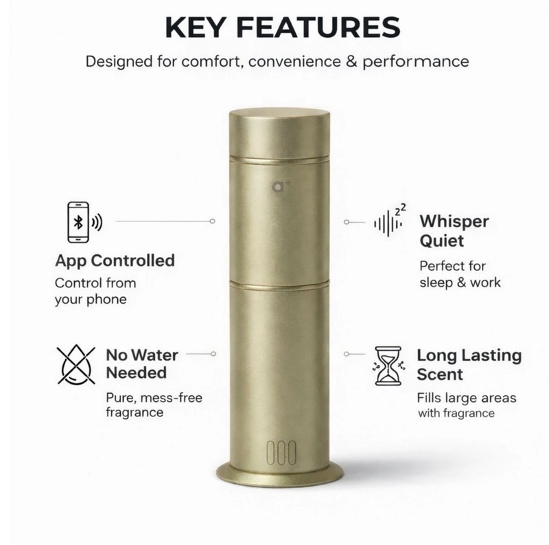 Aromar Cylinder Waterless Diffuser Silver gallery