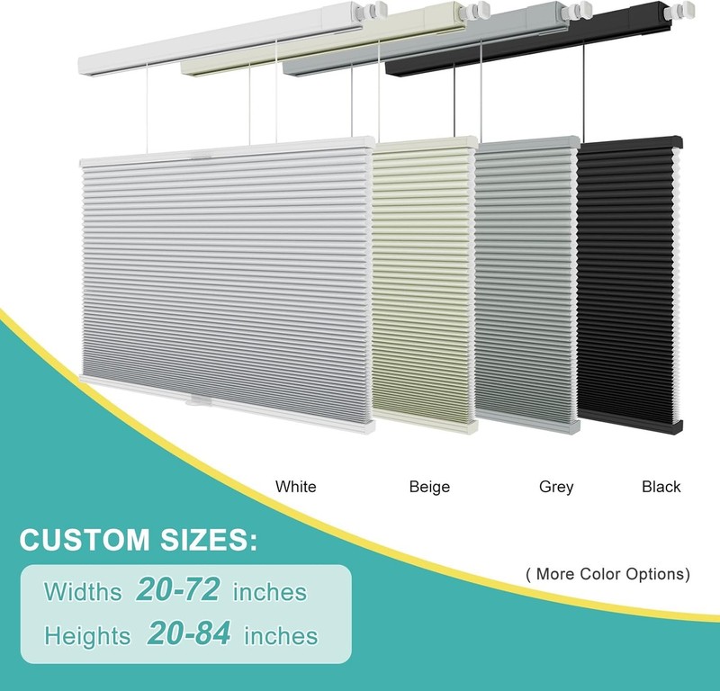 Light Filtering 1.5in No Drill No Tools Cordless Cellular Shades Honeycomb Blind gallery