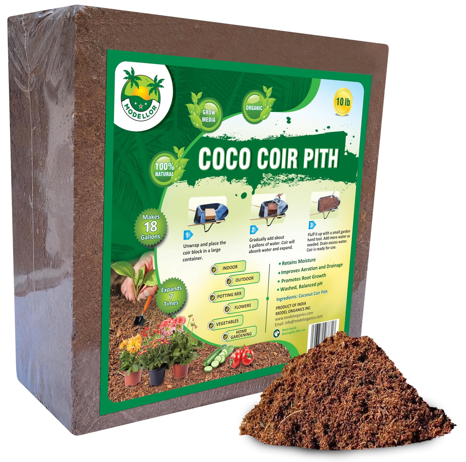 (10 lb) Premium Super Washed Coco Coir Brick, High Yield 18 to 20 gallons [72... gallery