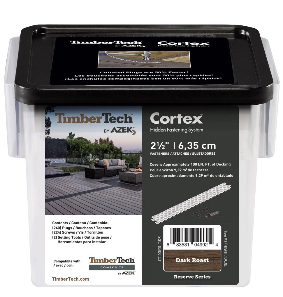 TimberTech Cortex 2.5" Dark Roast Hidden Deck Fastener Qty 224 Screws 240 Plugs gallery