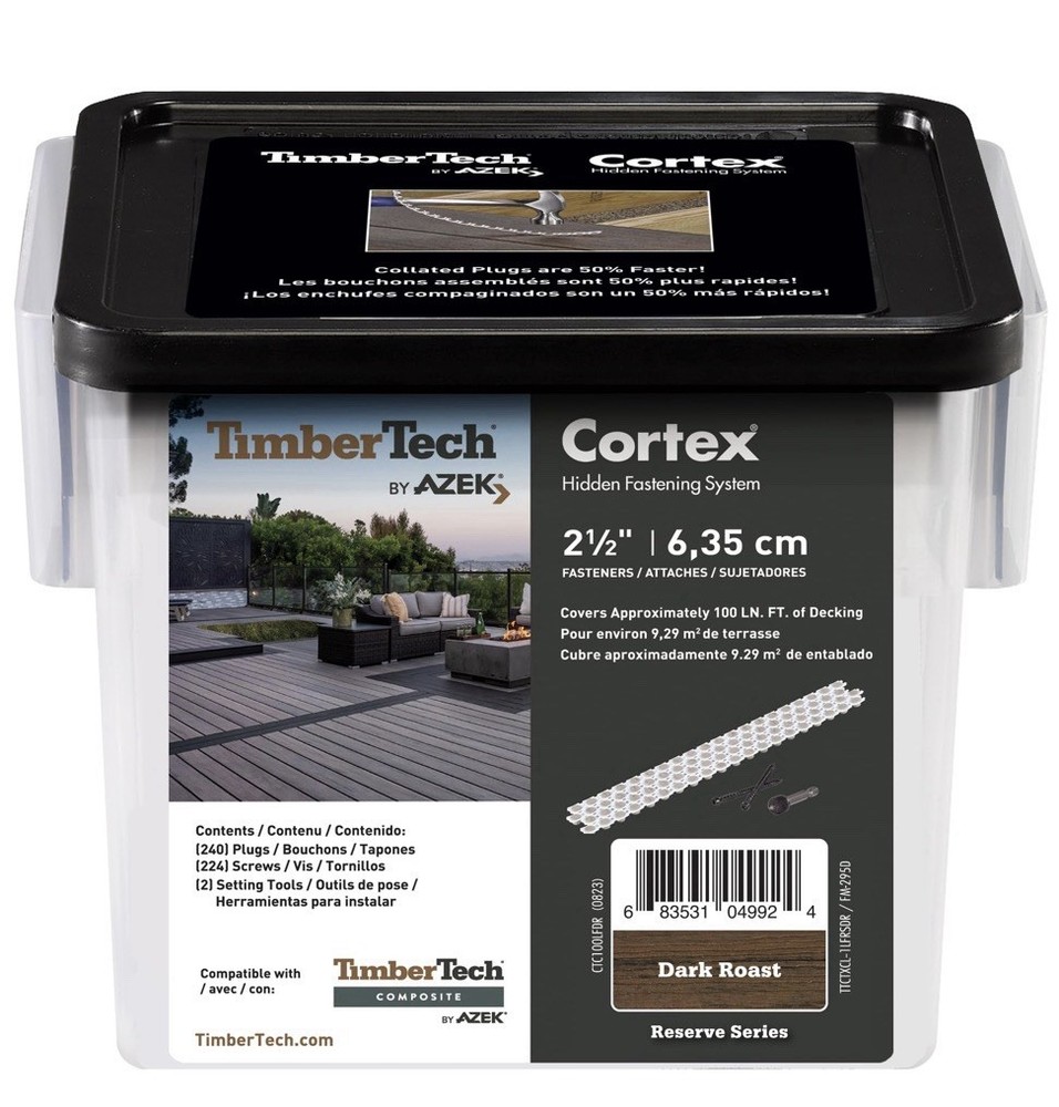 TimberTech Cortex 2.5" Dark Roast Hidden Deck Fastener Qty 224 Screws 240 Plugs