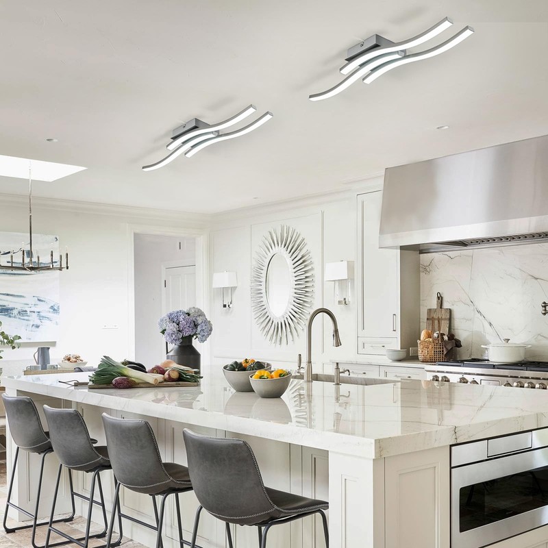Modern Dimmable Ceiling Light Curved 3 Light 22.5 in Minimalist Flush Mount C... gallery