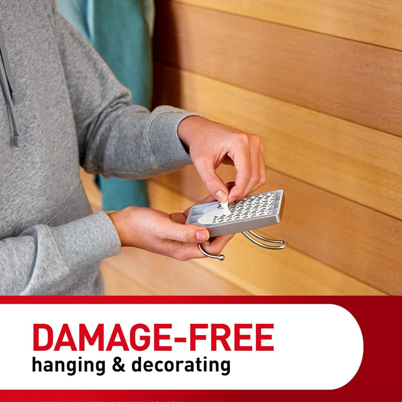Command X-Large Satin Nickel Triple Hook, 2 Hooks, 6 Strips, Damage-Free Hanging gallery