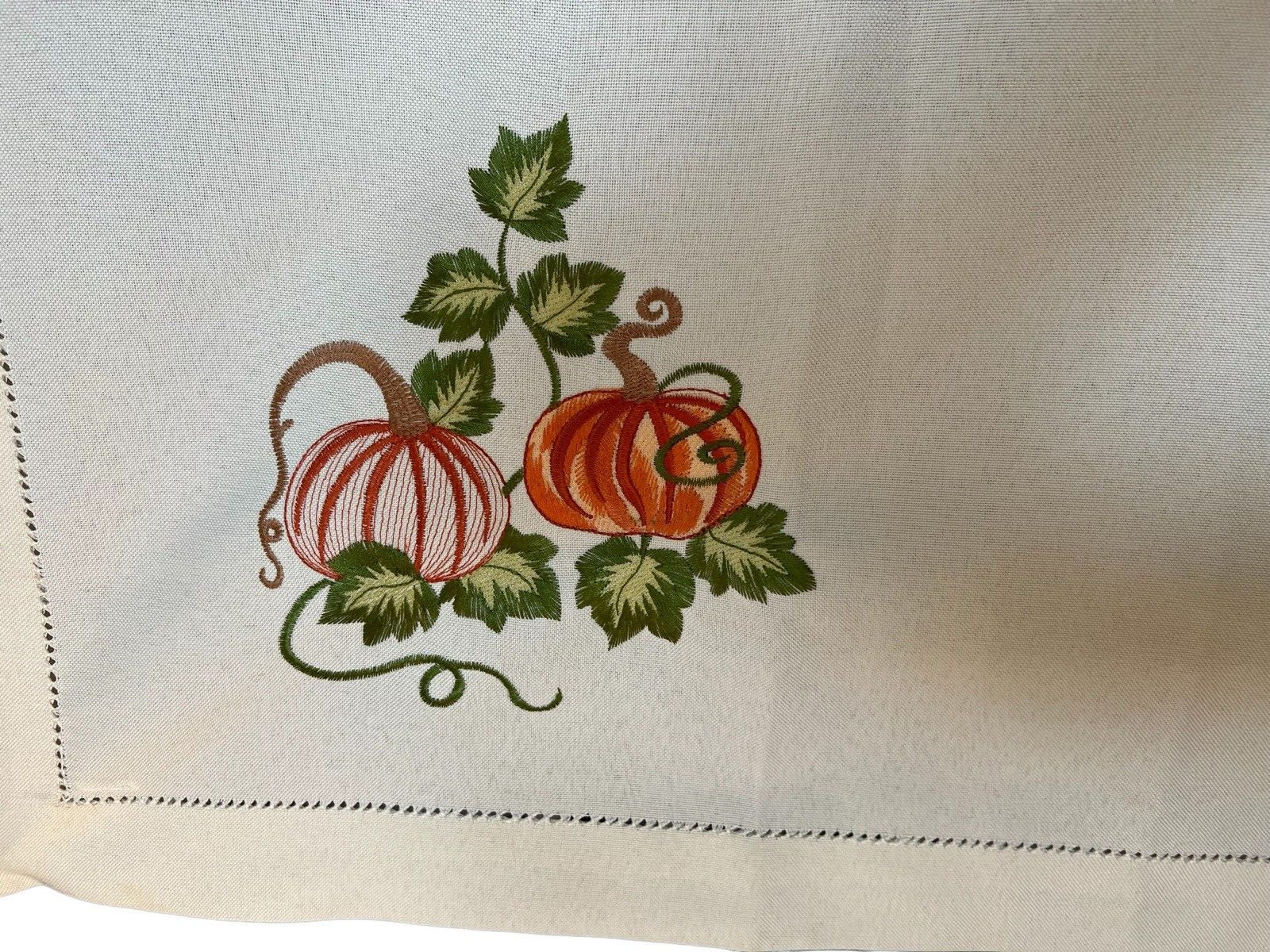Pumpkin EmbroideryTable Runner Linen-Look Cream 54 x 20 gallery
