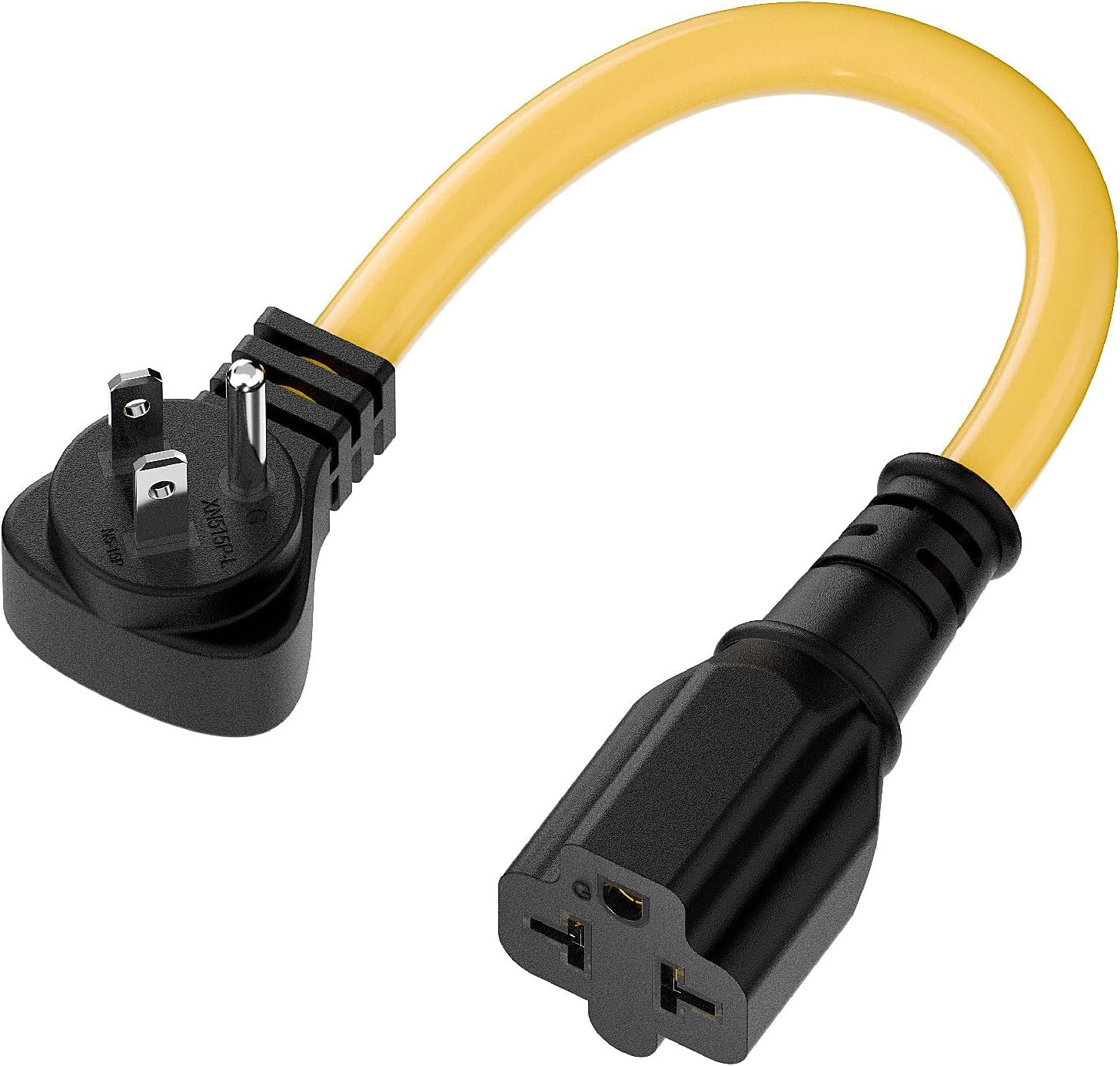 Left Angled [4-In-1] 15 Amp Household AC Plug to 20 Amp T Blade Adapter,5-15P to gallery