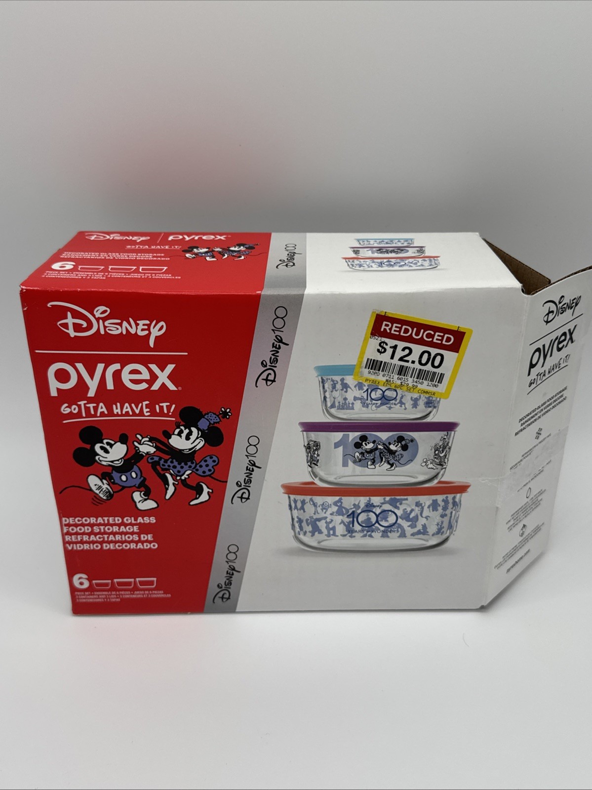 Pyrex Disney Mickey Minnie Mouse 100 Year Anniversary Set Glass Bowls & Lids New gallery