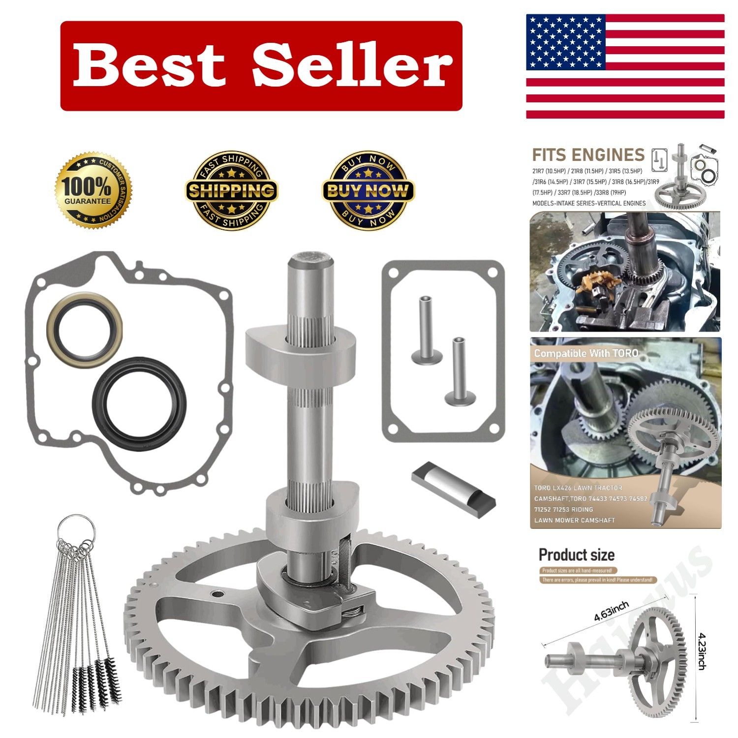 Briggs & Stratton Camshaft Kit - Includes Gasket, Oil Seal & Screws Installation gallery