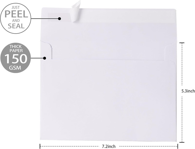5x7 Envelopes 50 Pack, A7 White Envelopes for Invitations, 5 1/4” x 7 1/4” La... gallery