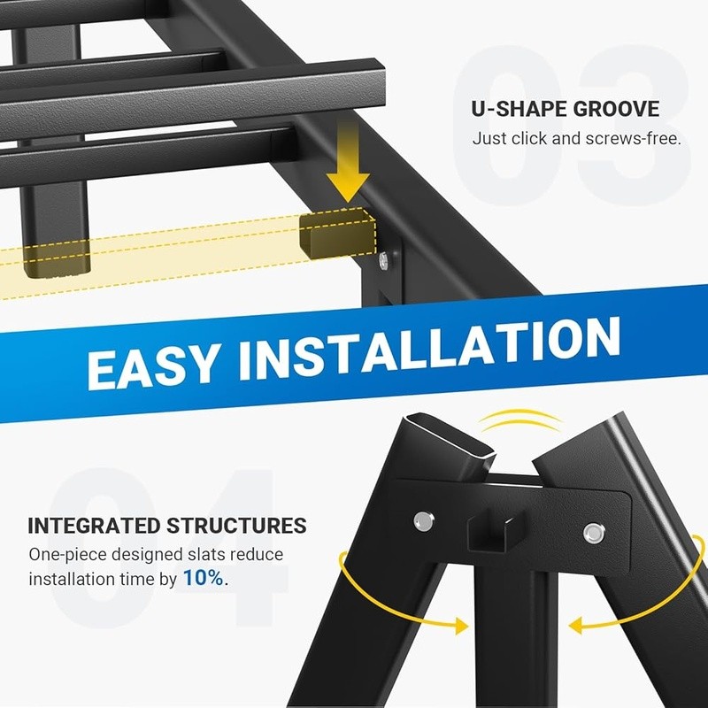 Sturdy Full Metal Bed Frame Easy Assembly Squeak Resistant Storage Solution New gallery
