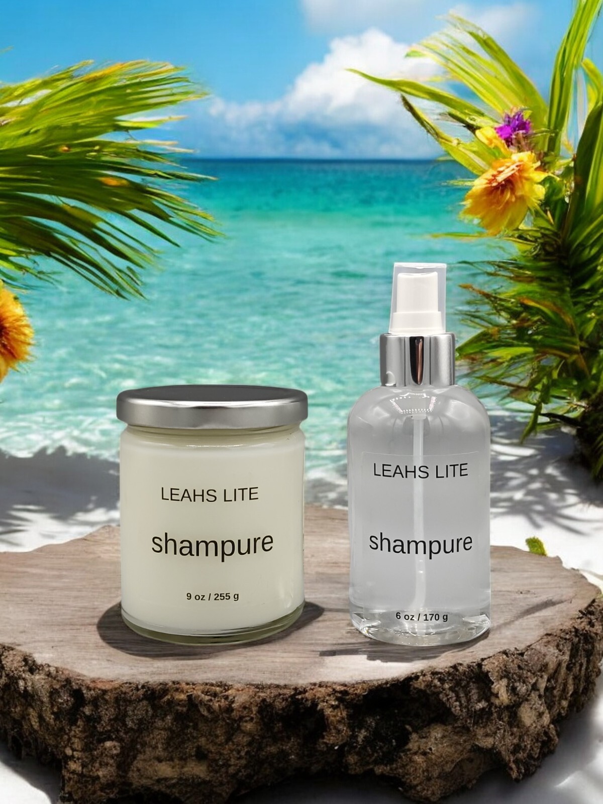 SHAMPURE combo 9oz SCENTED CANDLE w/ 6oz BODY SPRAY (AVEDA TYPE scent dupe) gallery