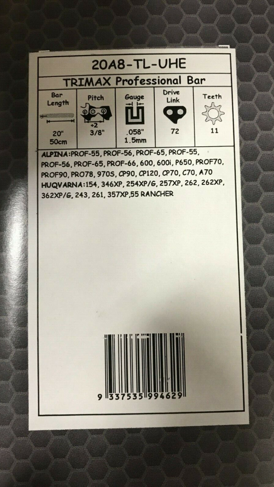 20" Archer Guide Bar 3/8-058-72DL Husqvarna 350 357 359 455 Rancher Jonsered 359 gallery