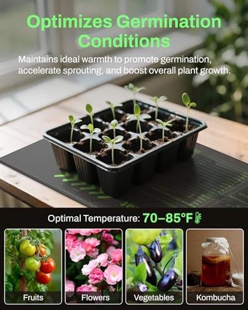 Durable Seedling Heat Mat for Seed Starting 10" x 20.75", 2 Pack 10x20 2 Pack gallery