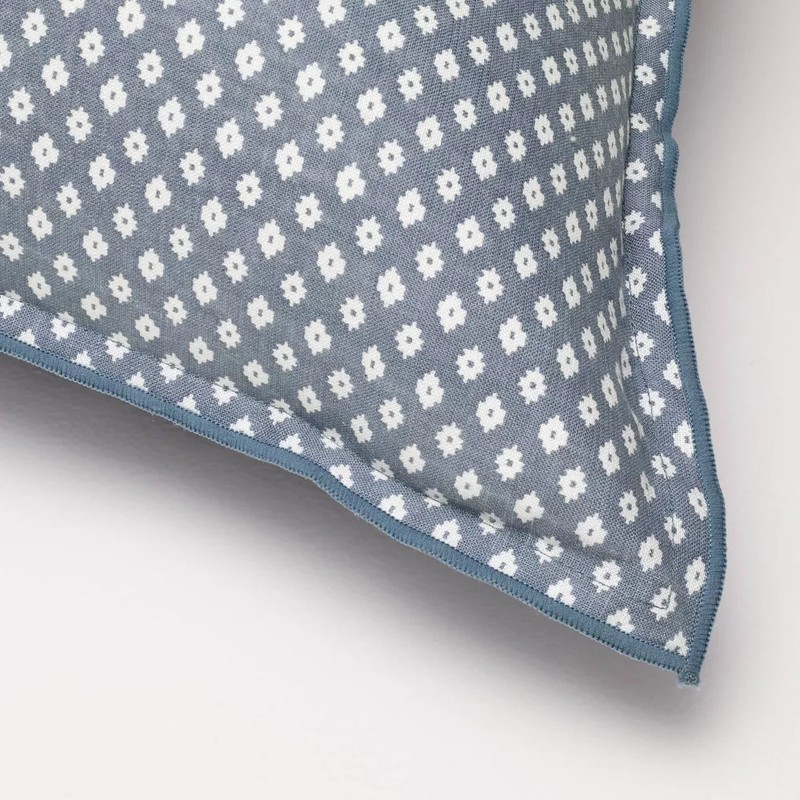 14"x36" Block Pattern Oblong Throw Pillow Blue - Hearth & Hand with gallery