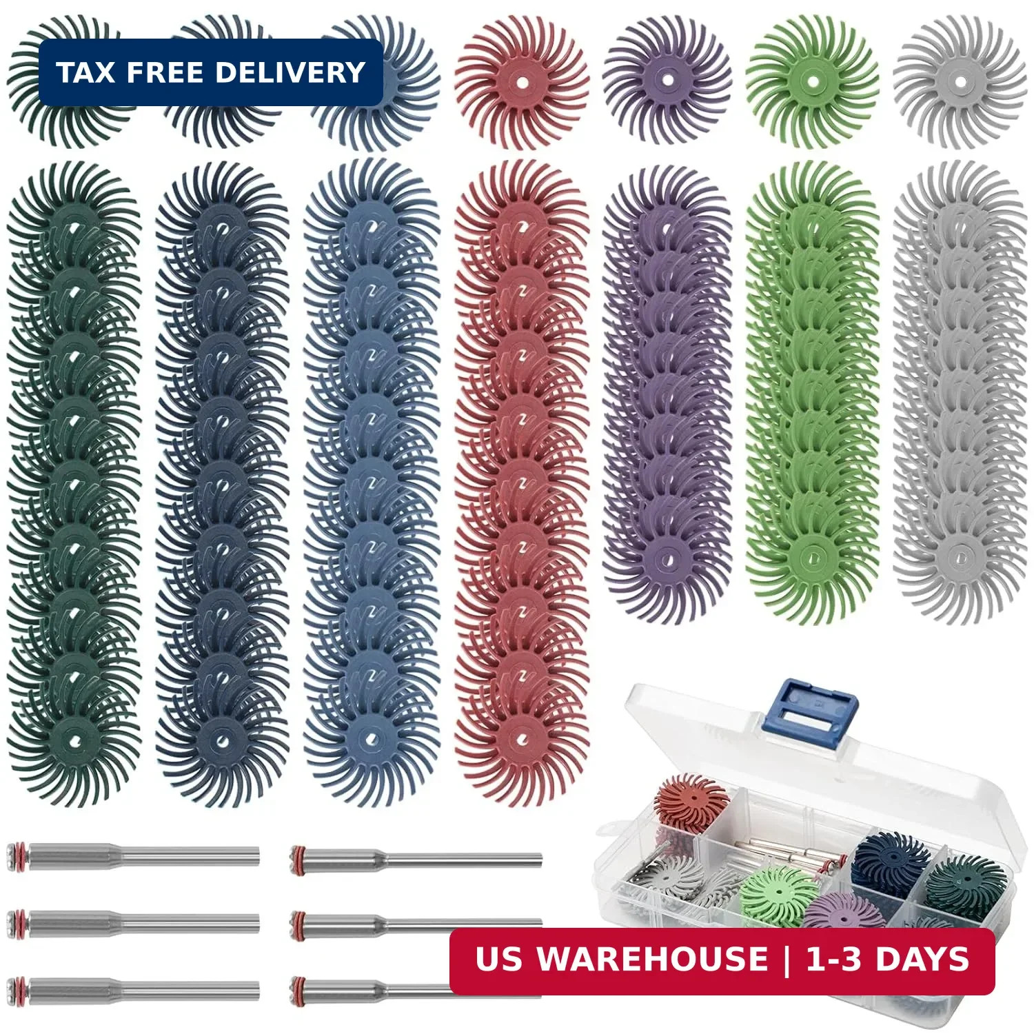 76Pcs 1 Inch Radial Bristle Disc Kit with 1/8" Shank for Rotary Tools,Detail Abr gallery