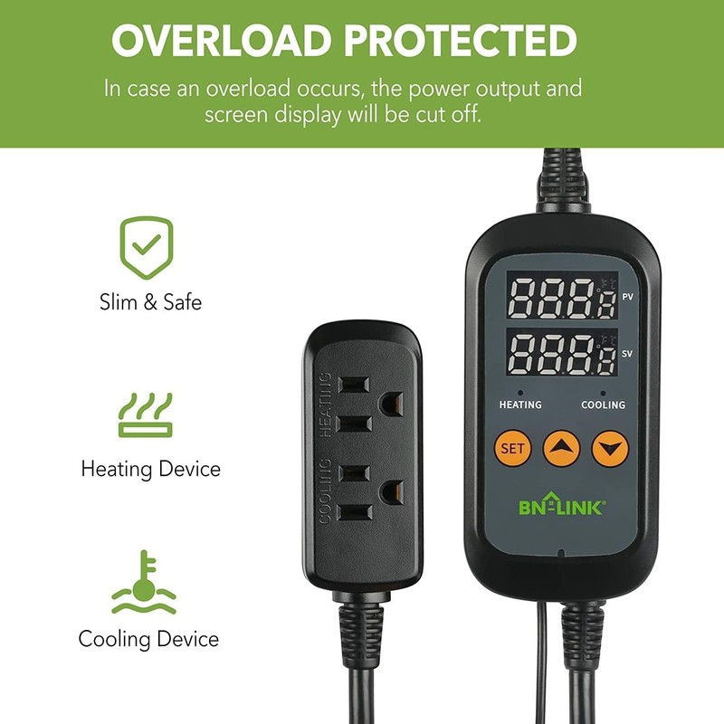 Digital Temperature Controller Heating Cooling Outlet Thermostat Plug -40-176°F gallery