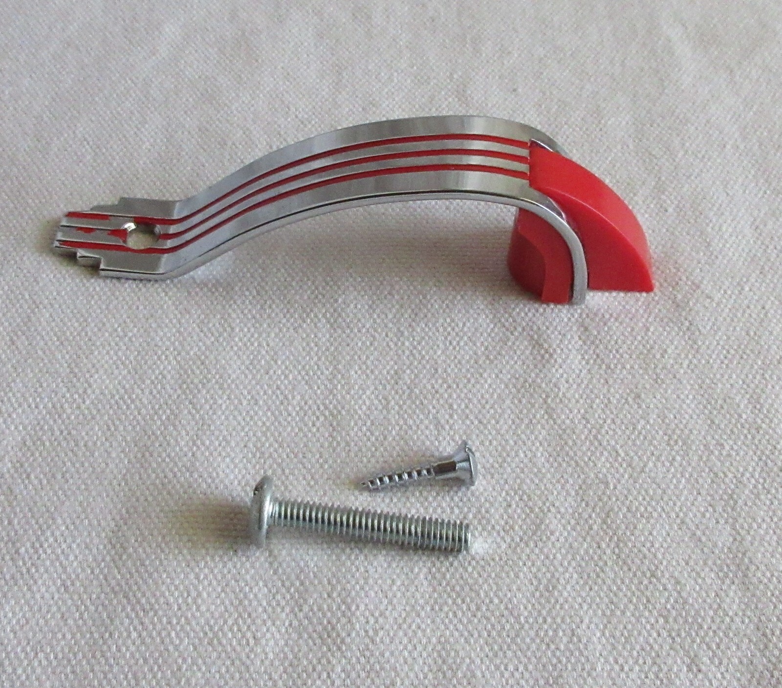Vtg Amerock door pull Red line chrome plated # E 08215 Deco MCM cabinet cupboard gallery