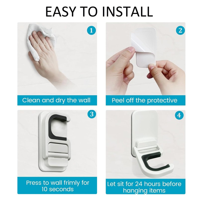 Broom Holder Wall Mount, 2 Pack and Mop Organizer 1x3x2 inches, WHITE gallery