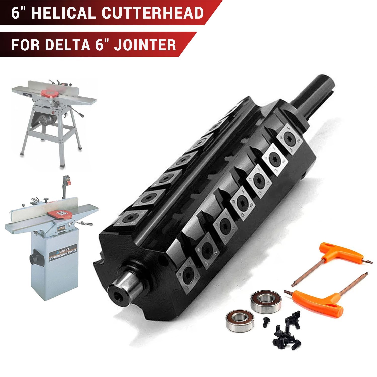 FBT Helical Cutterhead for Delta 6" Jointer 37-190 37-195 37-196 37-275X 37-866X gallery
