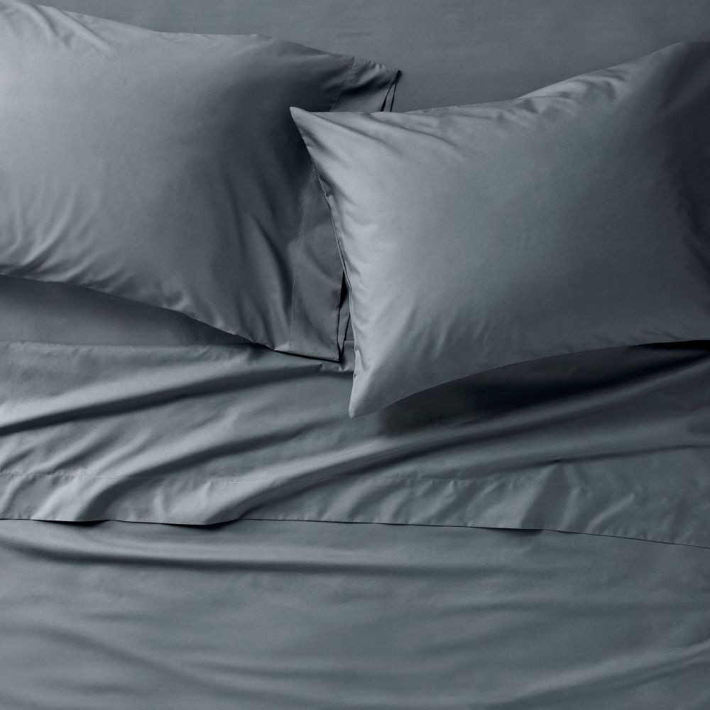 Queen 400 Thread Count Percale Sheet Set Mineral Blue - Casaluna