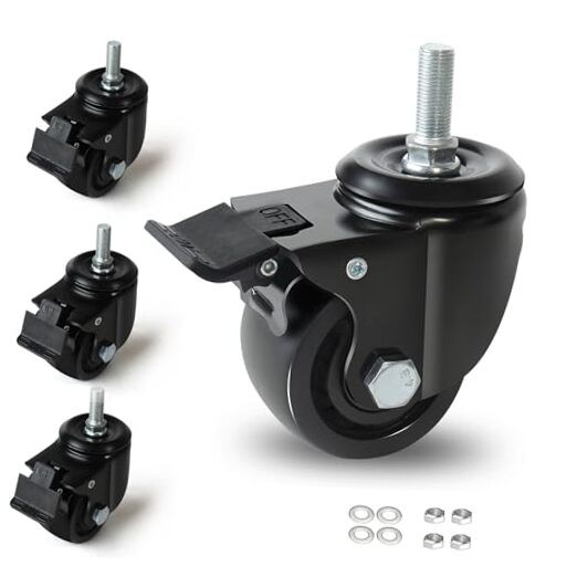 3" Heavy Duty Threaded Stem Casters (1/2"-13 x 1) - 4400lbs Capacity Set of M12