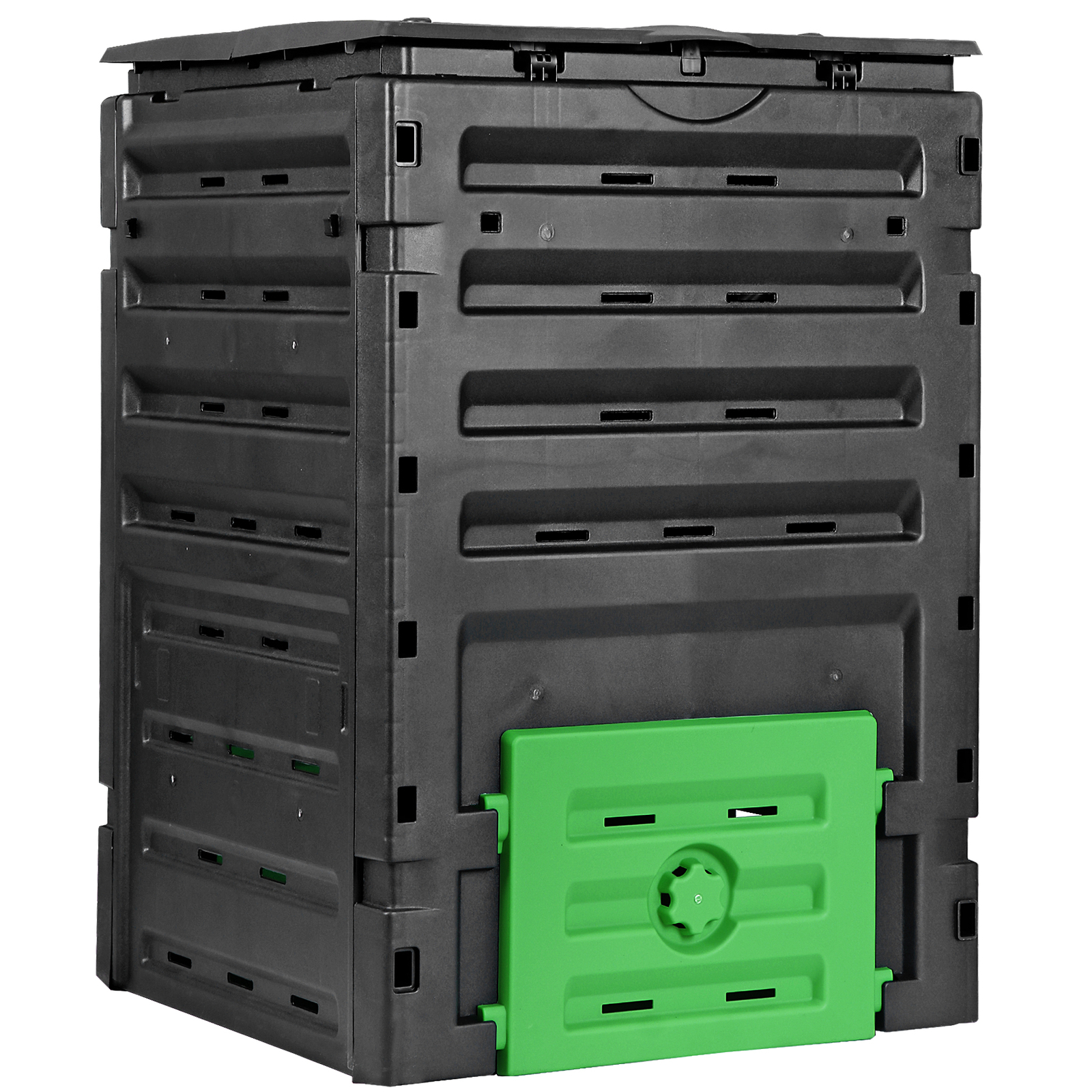 120 Gallon (450L) Large Outdoor Compost Bin w/ 80 Vents & 2 Sliding Doors Black gallery