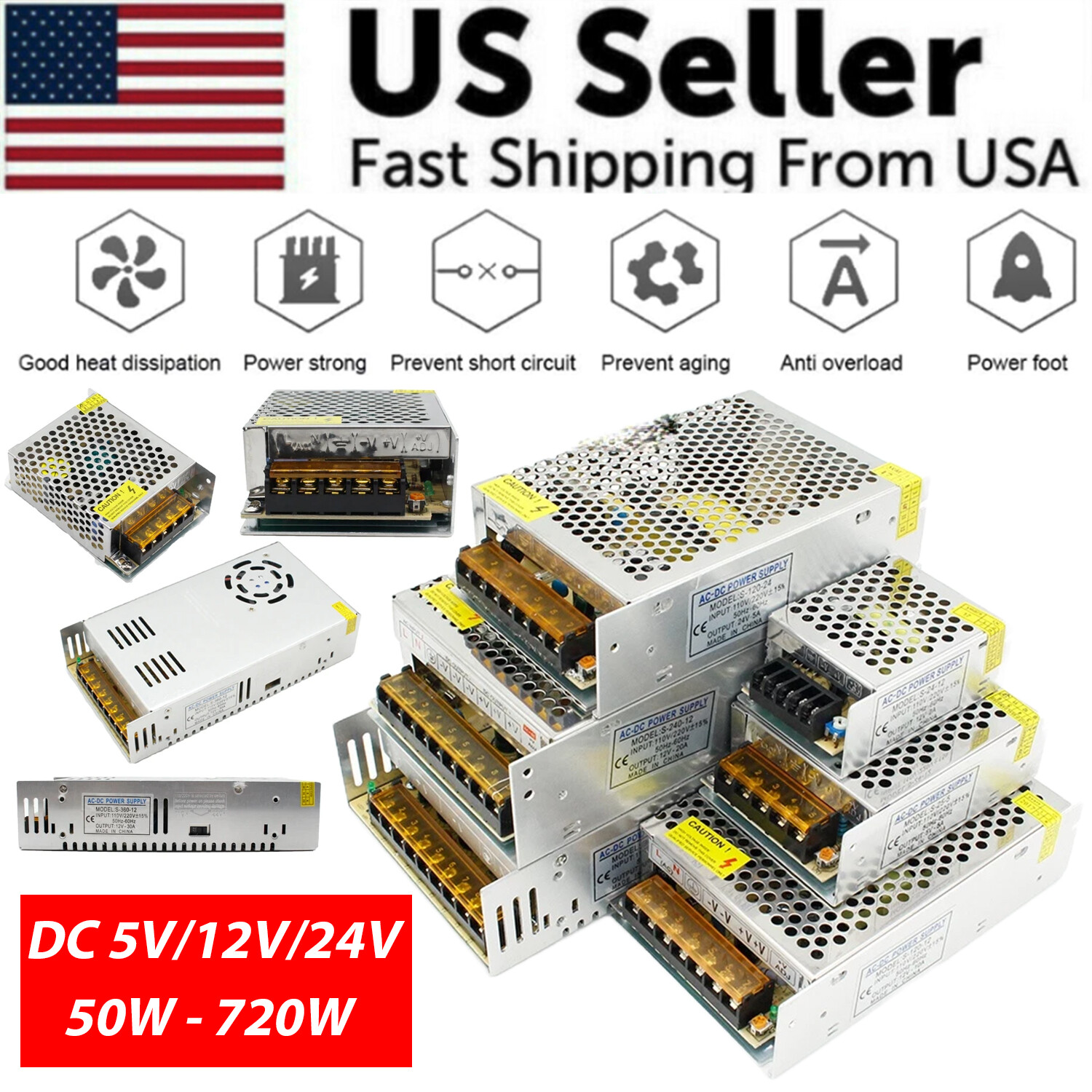 Switch Power Supply Transformer AC 110V To DC 5V 12V 24V Adapter For LED Strip gallery