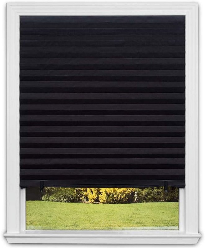 (2 pack) No Tools Original Blackout Pleated Paper Shade Black, 36 in x 72 in gallery
