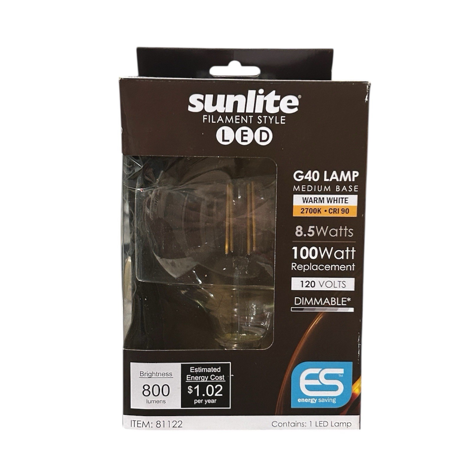 Light Bulb Edison Globe by Sunlite Filament LED G40 8.5 -Watts 100W equiv E26 gallery