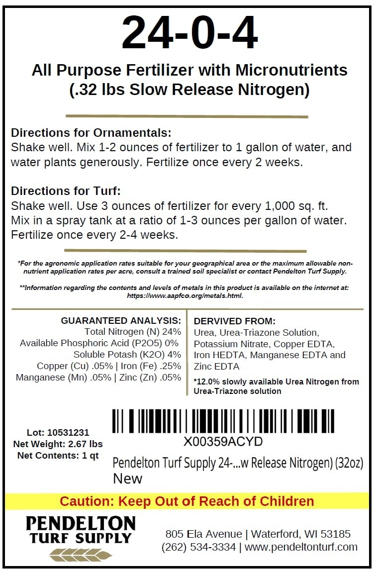 All-Purpose Liquid Fertilizer 24-0-4 with Micronutrients, 50% Slow Release, 32oz gallery