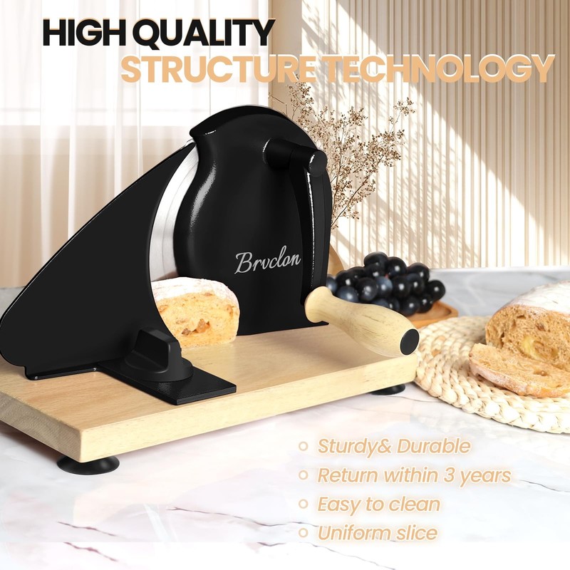 Manual Bread Slicer - Adjustable Thickness, Hand Crank, Serrated Blade | Pa gallery