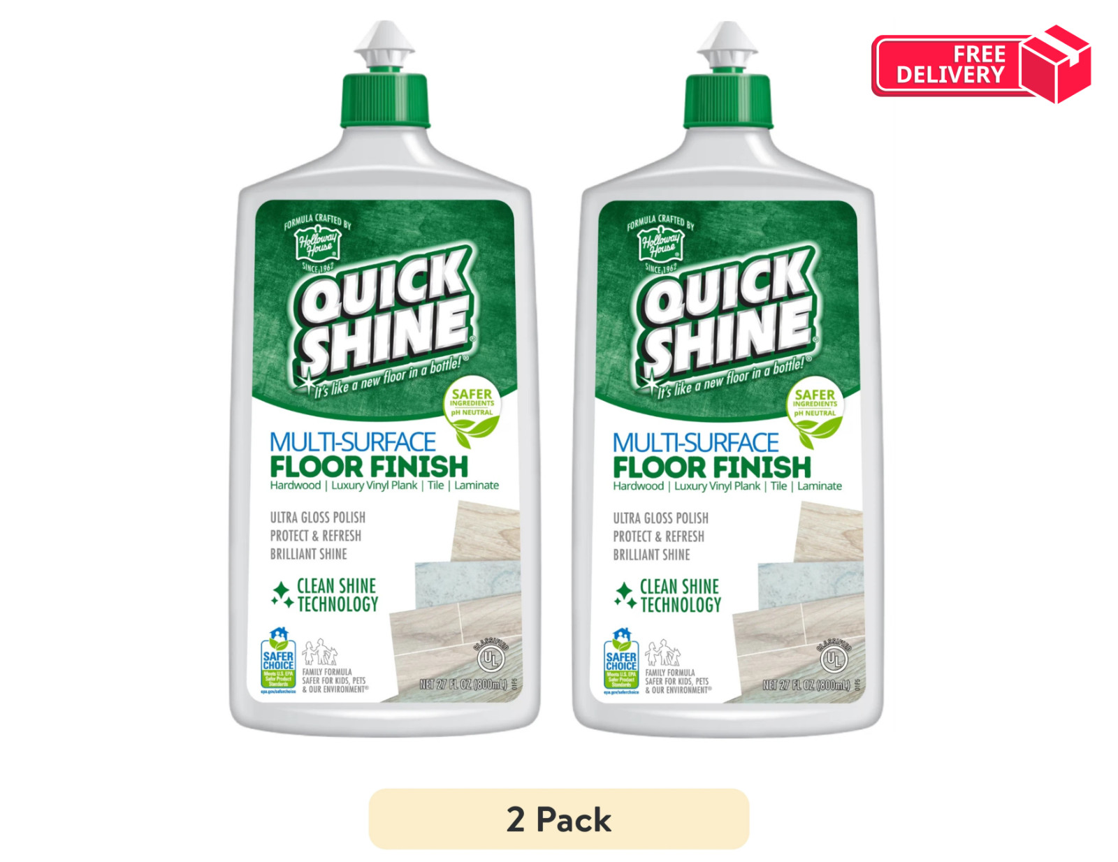 Multi-Surface Floor Finish, 27 Fl. Oz., Cleaner & Polish (2 Pack) gallery